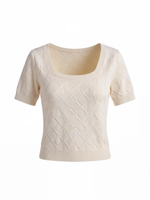 The same top as a ghost mannequin image — hollow form with the lining showing at the neckline